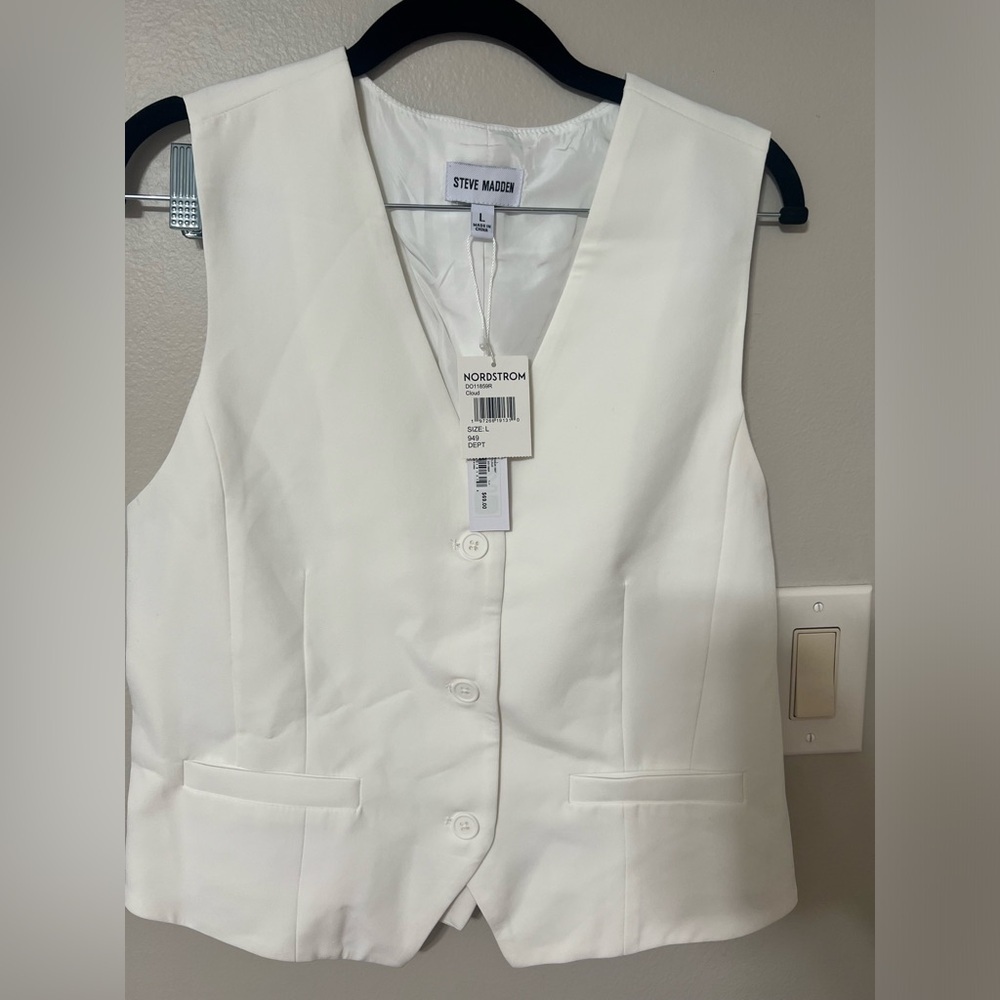 Steve Madden Selene Ivory Tailored Vest NWT Sz Large Structured Minimalist Chic - Picture 6 of 8